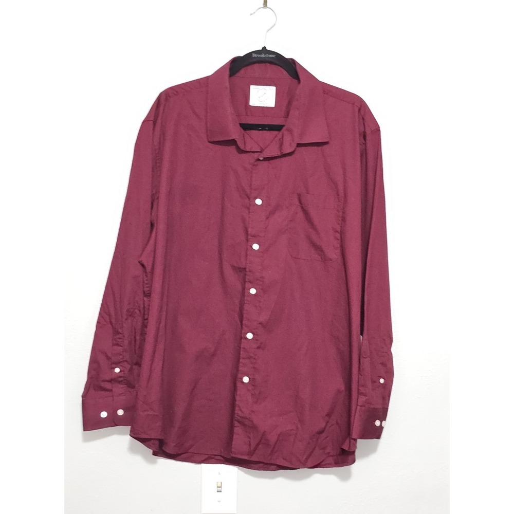 Bespoke New York Dress Shirt Mens XXL 18-18.5 Burgundy Classic Fit Long Sleeve